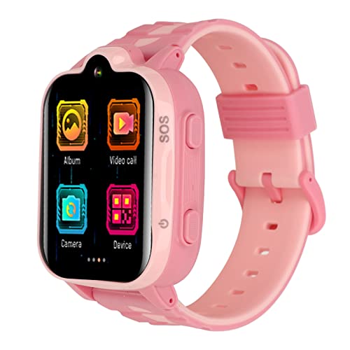 Reloj Inteligente 4G para Niños y Niñas, Reloj Inteligente Teléfono Posición GPS Videollamada Cámara IP67 Smartwatch Impermeable con Pantalla Táctil Reloj Inteligente para Niños (Rosa)