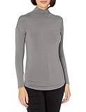 Amazon Brand - Daily Ritual Women's Jersey Long-Sleeve Funnel-Neck Shirt, Charcoal Heather, Medium