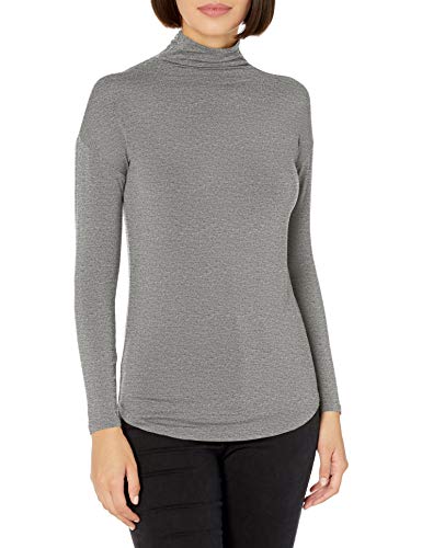 Amazon Brand - Daily Ritual Women s Jersey Long-Sleeve Funnel-Neck Shirt, Charcoal Heather, Small