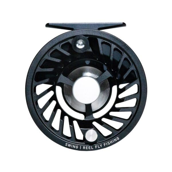 Swing Fly Fishing Reel - Full Cage/Frame - Large Arbor - Fully CNC Machined 6061-T6 with Satin Black Anodized Finish