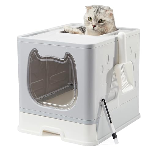 Arenero cerrado para gatos mediano con tapa y accesorios miniatura 1