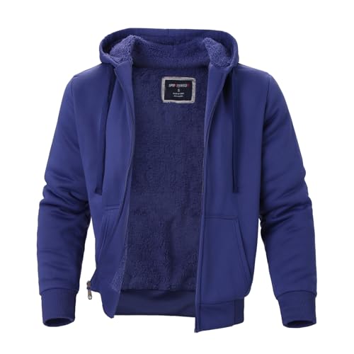 Image of LeeHanTon Sherpa Lined Hoodies for Men Heavyweight Full Zip Up Sweatshirt Thick Fleece Winter Warm Work Jackets Plus Size