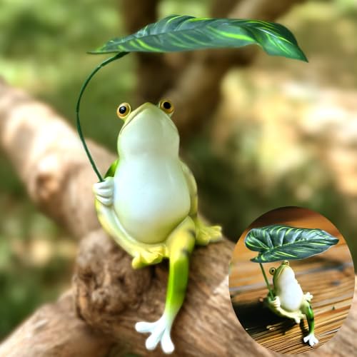 VLEDARLING Deko Garten Figur Frosch, Harz Gartendeko Figuren, Sitzende Dekofigur Frosch, Frösche Teich Dekoration Tierfigur Gartenfigur wetterfest, für Balkon, Terrasse, am Teich, Kunststein