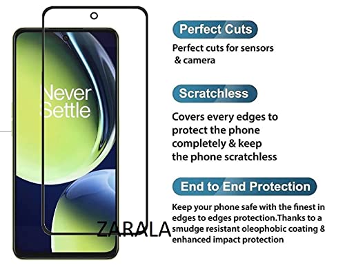 Image of ZARALA Edge to Edge Tempered Glass for OnePlus Nord CE 3 5G and OnePlus Nord CE 3 LIte 5G (6.72 Inch) with Easy Self Installation Kit | Black