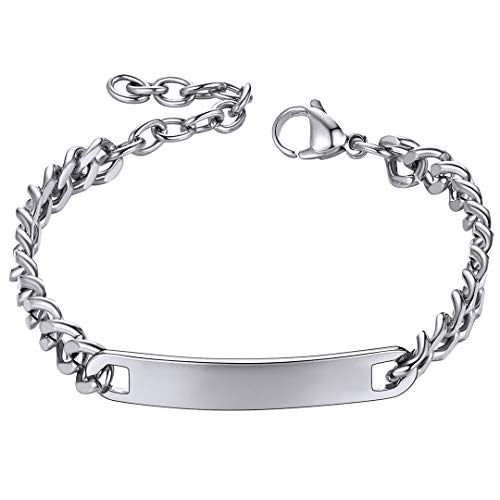 Id Bracelet For Men Stainless Steel Cuban Curb Link Chain Braclet Bangle, Length 19Cm To 21Cm #TOP2