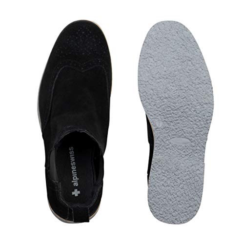 Alpine Swiss Mens Chelsea Boots Genuine Suede Dress Ankle Boots Wingtip Shoes3