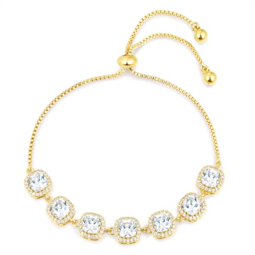 Gemsme Tennis Bracelet for Women, Cubic Zirconia Adjustable Bracelet 5x5mm by Gemsme - Used condition - US$16.14