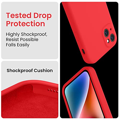 Image of FireNova Designed for iPhone 13 Case, Silicone Upgraded [Camera Protection] Phone Case, Soft Anti-Scratch Microfiber Lining Inside, 6.1 inch, Red