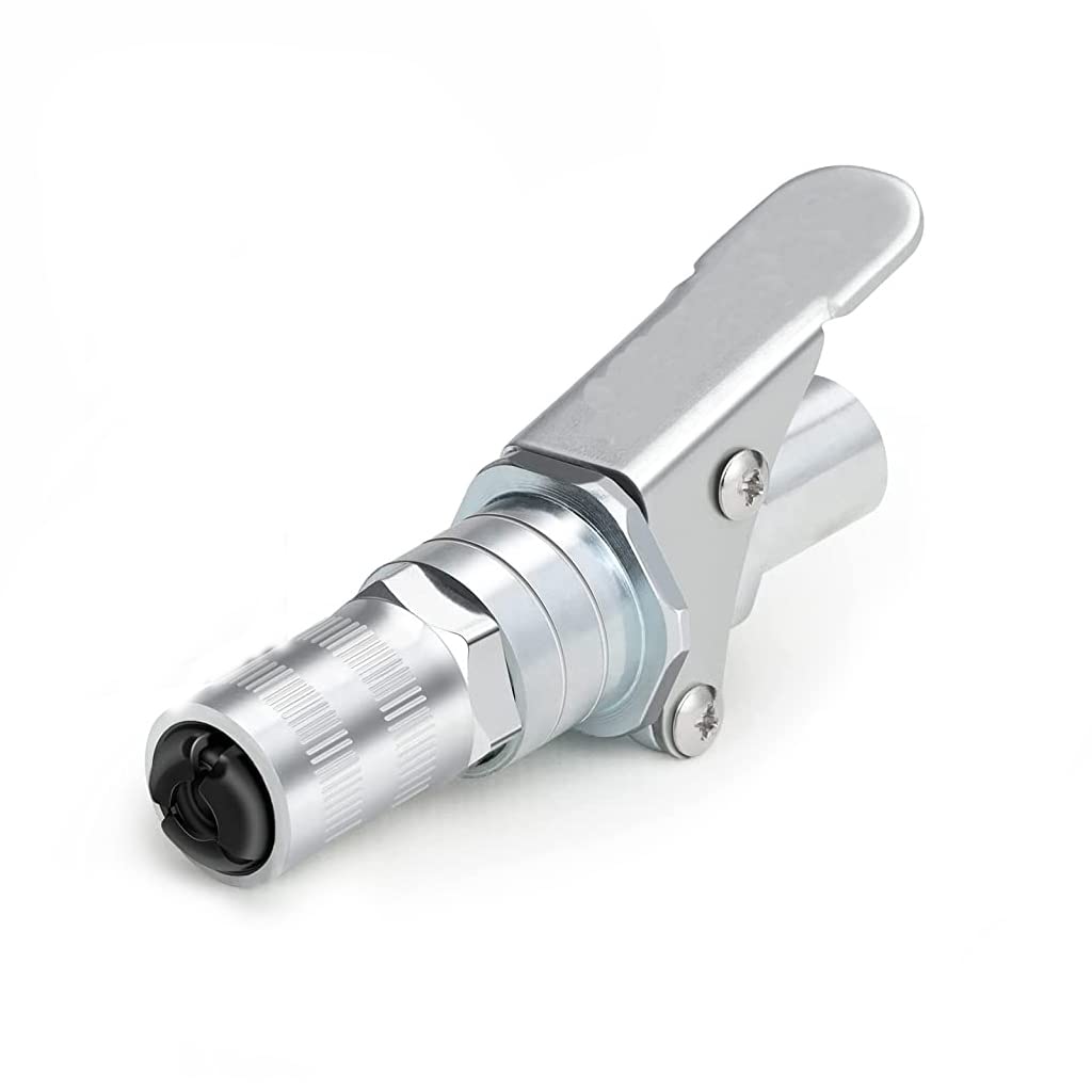 ZIBUYU® Grease Gun Coupler, Upgrade to 14000 PSI Heavy Duty Quick Lock