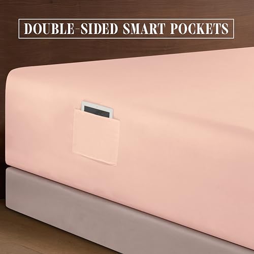 Elegant Comfort Luxury 1500 Premium Hotel Quality Microfiber 4-Piece Sheet Set - Soft, All Around Elastic 18-24 Inches Deep Fitted Sheet - Extra Deep Pocket Sheets, King, Blush