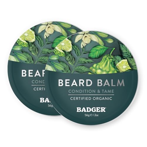 Badger - Organic Leave-In Beard Conditioner, Facial Hair Styling Balm, Non-Greasy Moisturizer and Treatment for Beards and Mustaches - 2 oz, 2 Pack