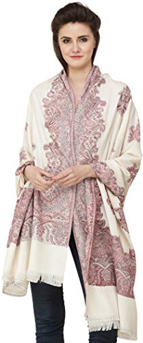 Jamawar Shawl with Woven Border and Paisleys All-Over3