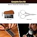 URTHEONE Premium Beard Brush Grooming Kit - 100% Natural Boar Bristle Hair Brush for Men, Ergonomic Handle,Cleaning Brush & Folding Scissors - Complete Beard Hair Care Set for Styling,Maintenance