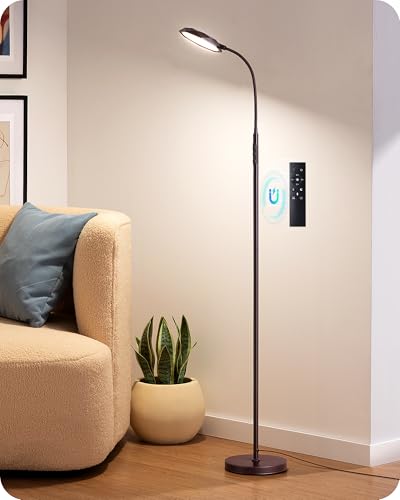 Image of EDISHINE Modern LED Floor Lamp 1300LM Floor Lamps for Living Room Brown