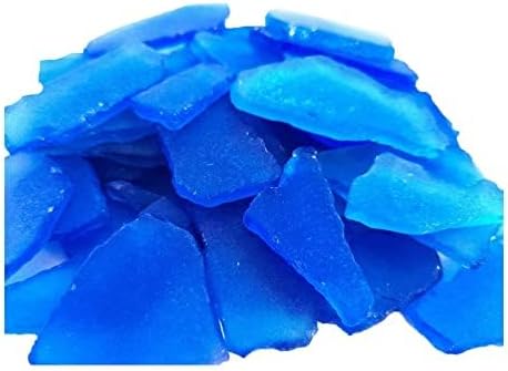 DeitrasSea Glass, 12OZ Flat Frosted Sea Glass for Crafts, 0.78-2inch Bulk Sea Glass Decor, Seaglass Pieces for Beach Wedding Party Home Aquarium Decor DIY Art (Blue)