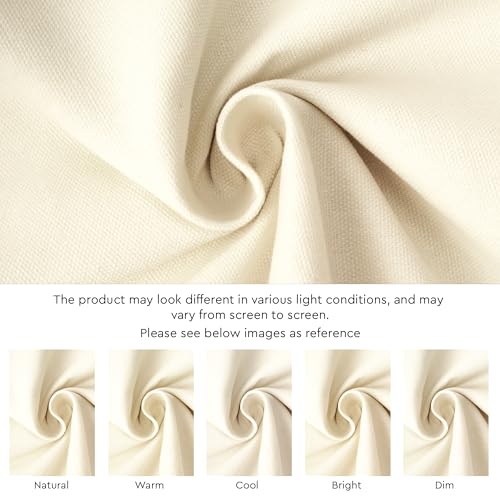 Image of Encasa XO Dining Table Cover Cloth for 4 Seater | 140x140 cm Cotton Canvas Square Table Cloth | Machine Washable Tablecloth for Indoor & Outdoor Use - Natural Solid Color