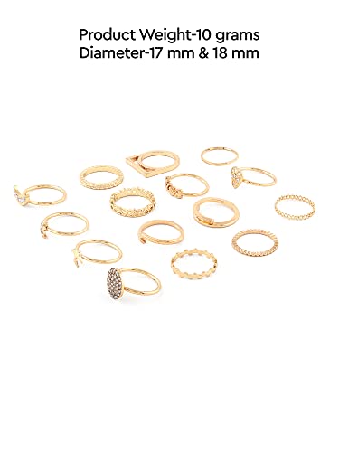Image of ZAVERI PEARLS Set of 15 Gold Tone Contemporary Classy Stackable Rings For Women-ZPFK13816