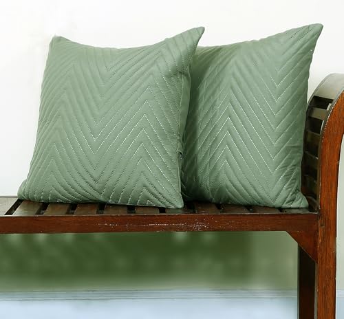 Image of RD TREND UltraSonic Microfiber Cushion Covers, 45 x 45 cm /18 x 18 inches, Set of 2, 250 TC,Back Zipper (Miltry Green)