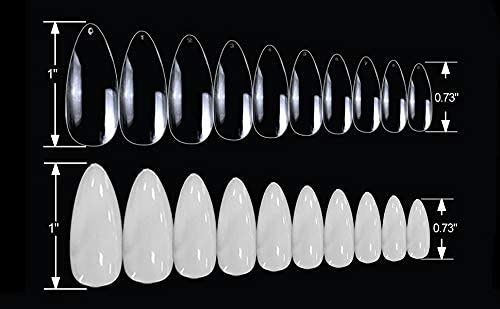 Vivace 2PACK Natural/Clear Full Cover Stiletto 500 Acrylic False Fake Gel Nail Tips (Total 1000Tips) 10Sizes With Acrylic Case For Nail Salon Nail Shop (F.C.Stiletto)