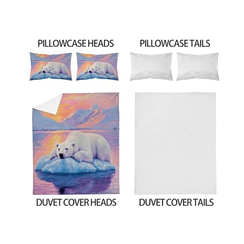 Housse de Couette Ours Polaire 200x200 Lit Double Microfifbre