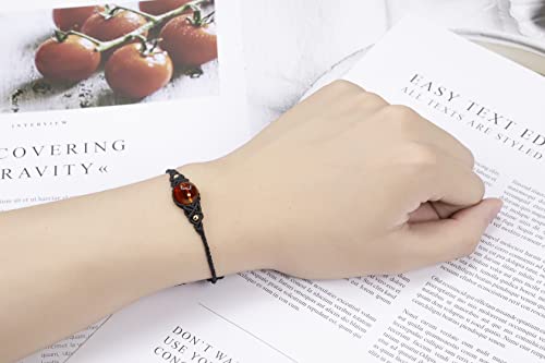 Lavoio Evil Eye Bracelets 10mm amber tiger eye Bracelets Adjustable Amulet for Women Men Little Boys & Girls (2pcs Amber Eye Bracelet) - Image 5