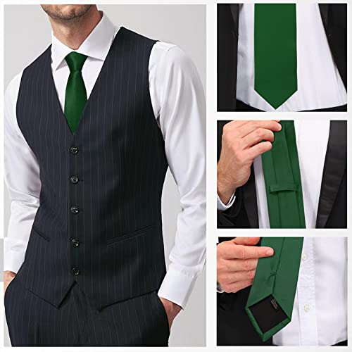 Image of Luckyvestir Mens Tie Solid Satin Neck Ties 3.15'' Formal Necktie for Wedding Business Christmas Father's Valentine's Day Gift