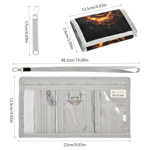 Tiger Flame Orange Kids Wallet for Boys Girls Trifold Outdoor Sport Wallets for Youth Teen Child Wallet with Zippered Coin Pockets Card Holders Front Pocket Wallets with Magic Sticker3