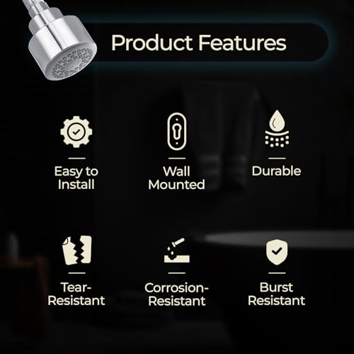 Image of Mila Presso Single Function Overhead Shower Head | Rain | Chrome Finish Round Showerhead for Wall Mount | Durable ABS Body, Wide Coverage, Easy Install | Bathroom Fitting