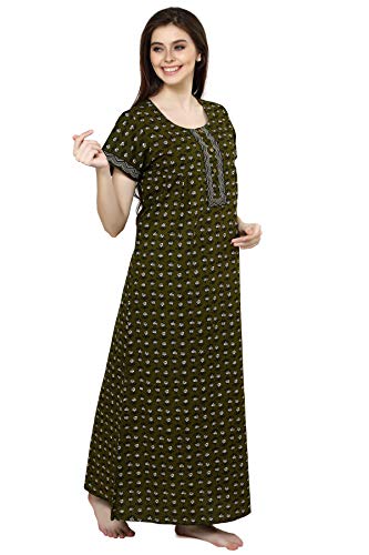 Image of Evolove Women's Cotton Long Maxi Night Gown Nighty Dress with Pocket, Super Soft Comfortable (LNG-Cotton-2)