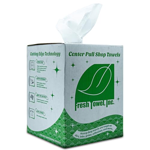 Image of Fresh Towel Ultra Strong Center Pull Shop Towels, 300 Count, 9x12 Rags