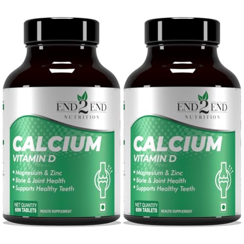 Image of End2End Nutrition Calcium Tablets for Men and Women with Magnesium Zinc Vitamin D for complete bone health & Joint Support - 60x2 Tablets