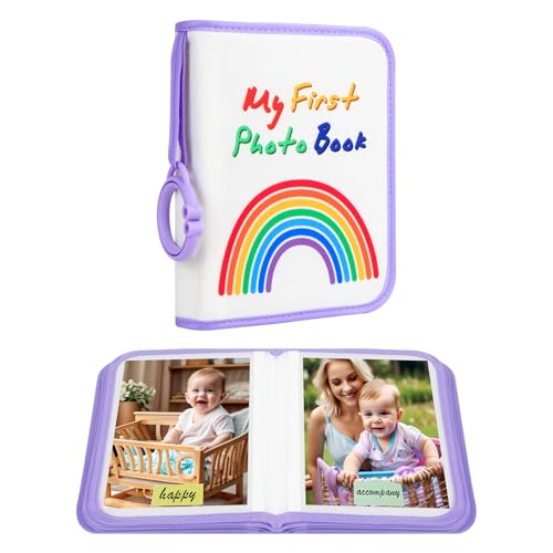 Xfveiwoo My First Baby Photo Album, 21 4x6 Photos, Soft Cloth, Purple