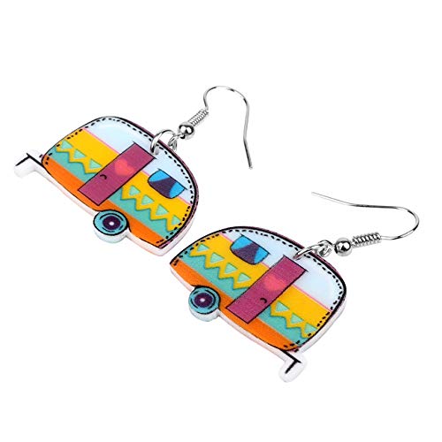 Bonsny Acrylic Drop Dangle Cartoon Funny Camper Van's Camping Car Earrings Jewelry For Women3