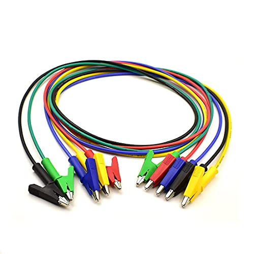 5Pcs Alligator Clip Jumper Wires 14AWG Heavy Duty Silicone Test Leads 3.3ft