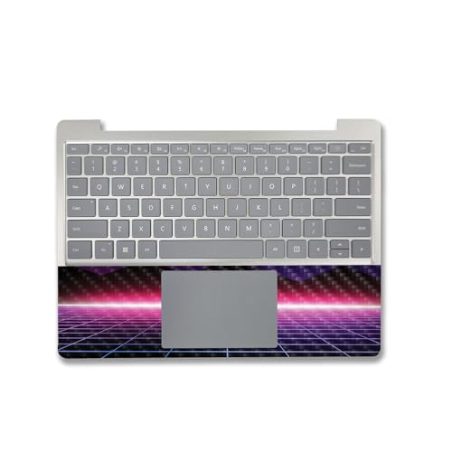 Image of MightySkins Carbon Fiber Skin Compatible with Microsoft Surface Laptop Go 3 (2023) Full Wrap Kit - Synthwave | Protective, Durable Textured Carbon Fiber Finish | Made in The USA
