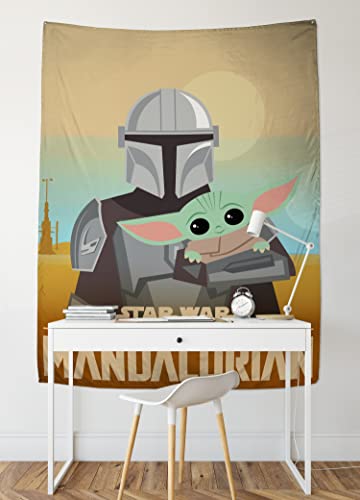Jay Franco Star Wars The Mandalorian He's With Me Tapestry – 60 X 80 Inch Wall Hanging Features Baby Yoda Grogu – Kids Room Décor (Official Star Wars Product) #TOP2