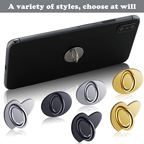 Flutesan 12 Pcs Phone Charm Hook Phone Charms Adhesive Metal Phone Finger Grip Cell Phone Finger Ring Loop Stand For Diy Hanging Round And Heart Phone Holder Cute Phone Keychain Accessories Gold Silver Black thumb #1
