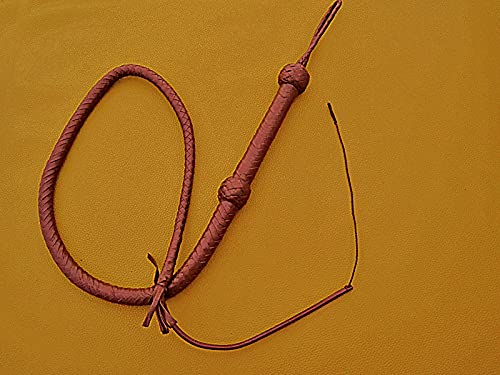 Smart & Sharp Whip 4 Feet Leather Bull Whip Hunter for Hours Training Whip. ( Brown ) (Brown)