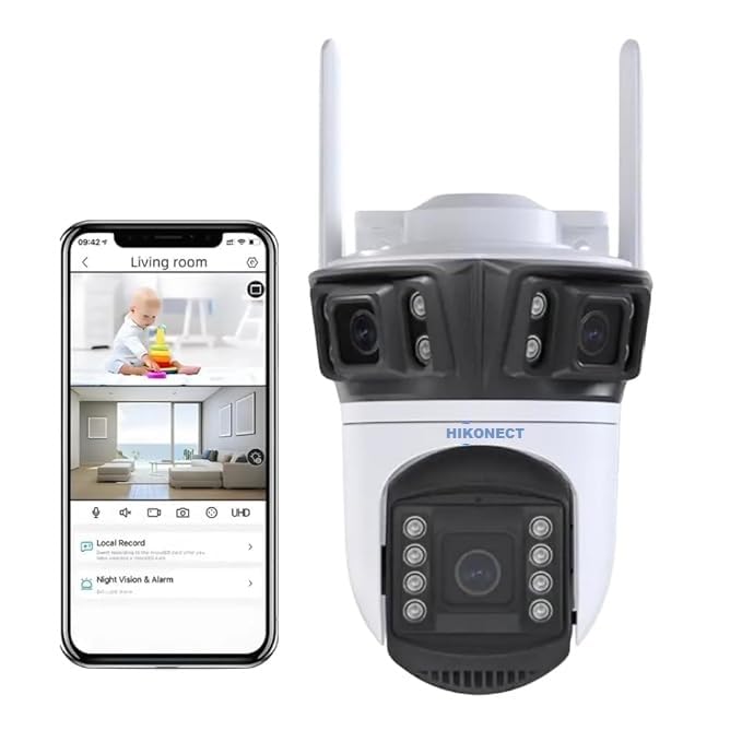 Smarthome Wi-Fi Tricam Outdoor CCTV Camera, FHD 3in1 3 Lens, 360° Complete Coverage View, Two Way Audio, White-image-21