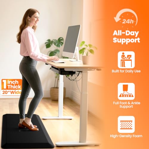 Image of 1-Inch Thick Anti-Fatigue Mat for Kitchen and Standing Desk, 20 inchx39 inch, Black
