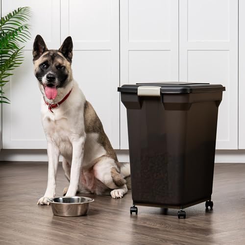 Iris Usa Weatherpro Airtight Dog Food Storage Container Up to 58 Lbs Attachable Wheels for Dog Cat Bird and Other Pet Food Storage Bin Keep Fresh Easy Mobility Bpa Free Smoke  Cucciolini Doodles Iris usa weatherpro airtight dog food storage container up to 58 lbs attachable wheels for dog cat bird and other pet food storage bin keep fresh easy mobility bpa free smoke   cucciolini doodles