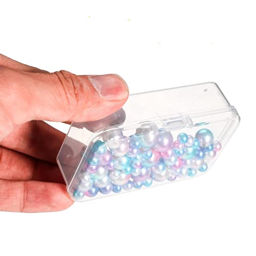 Image of 6 Pieces Small Clear Plastic Beads Storage Containers Box with Hinged Lid for Collecting Small Items, Business Cards, Game Pieces, Jewelries, Face Coverings (2.91 x 2.91 x 0.98 Inch)