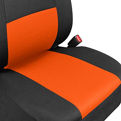 Image of BDK PolyPro Car Seat Covers Full Set in Orange on Black, Front and Rear Split Bench Seat Covers for Cars, Easy to Install Car Seats Cover Set and Accessories for Auto Trucks Van SUV - Orange
