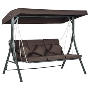 Hollywoodschaukel 3-Sitzer mit Sonnendach Braun