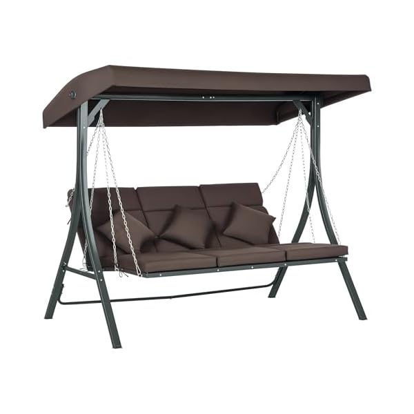 Hollywoodschaukel 3-Sitzer mit Sonnendach Braun