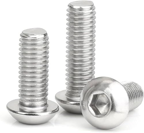 Image of SYLIX M4 x 6mm Length Button Head Socket Cap Screws, Stainless Steel, Bright Finish, | Allen Button Head Bolt With Nut & Washer (25 pcs)