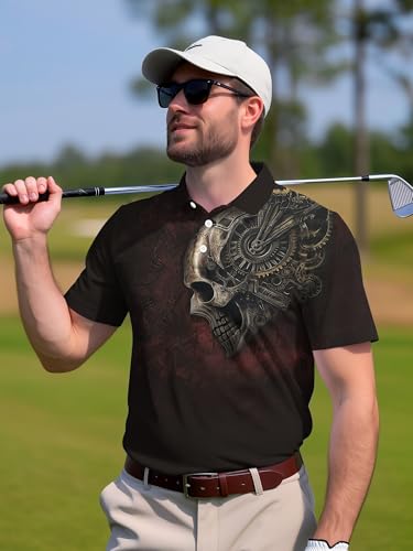 Image of PAGYMO Funny Golf Shirts for Men Crazy Printed Pattern Novelty Moisture Wicking Performance Mens Polo Shirt