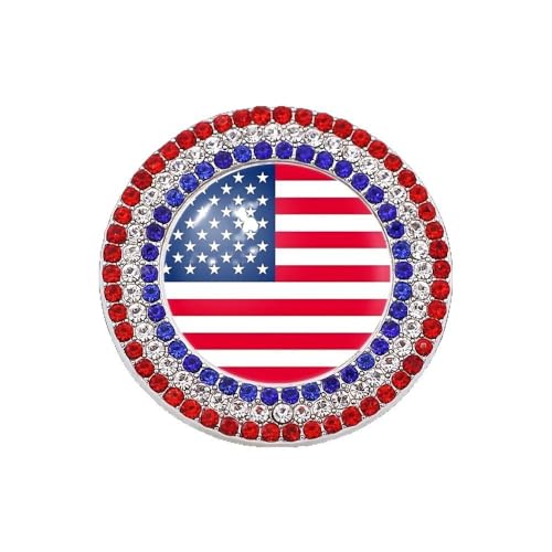 Image of American Flag Pin Rhinestone USA Laple Pins Round Flag Brooch Badge Patriotic Pin 4th of July USA Independence Day Veterans Day Anniversary Memorial Day Accessories