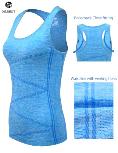 Disbest Yoga Tank Top, Women's Performance Stretchy Quick Dry Sports Workout Running Top Vest with Removable Pads - Thumbnail 2