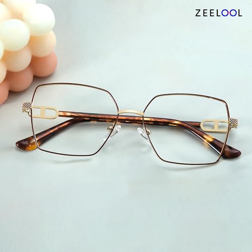 Image of Zeelool Blue Light Blocking Glasses for Women, Metal Fashion Glasses Frame Eyeglasses with Non-prescription Clear Lenses ZJGM374867-05B